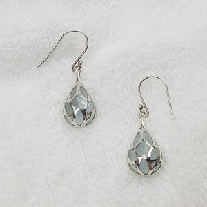 VTG RJ Sterling Silver Web Drop Dangle Earrings
